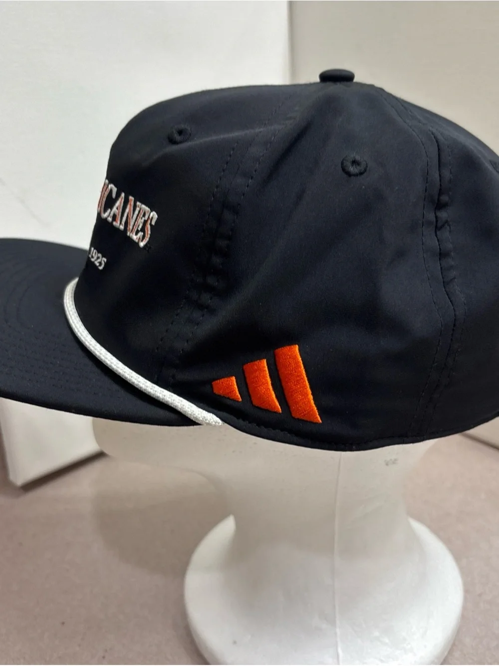 Miami Hurricanes Adidas Black Rope Leather Strapback Adjustable Hat Cap Unisex
